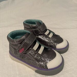 Toddler See Kai Run Sneakers silver shine color 6 Velcro